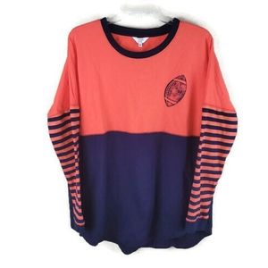 Crown Ivy Shirt Women M OrangeNavy Game Day Long‎ Sleeve French Terry Tee
